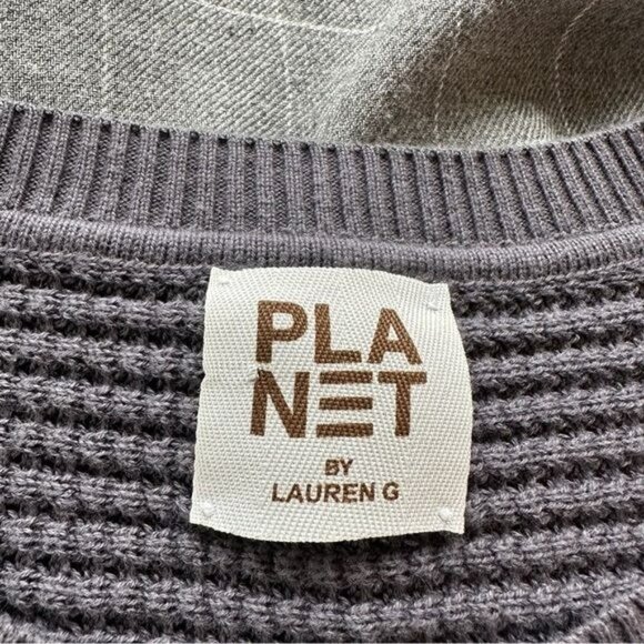 Planet by Lauren G Cotton Waffle Knit Crewneck One Size Lagenlook Minimalist - Picture 4 of 7